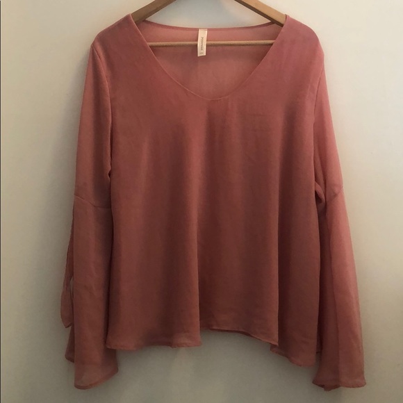 Peppermint Tops - Peppermint USA Pink Tie Sleeve Top